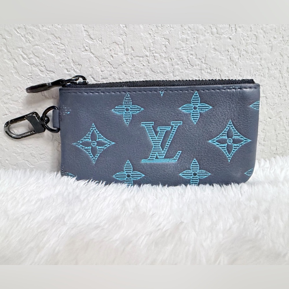 Louis Vuitton Navy and Turquoise Monogram Key Pouch